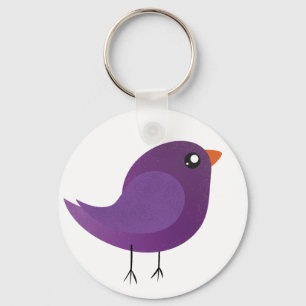 Chaveiro Ilustração de Passarinho Roxo Fofo