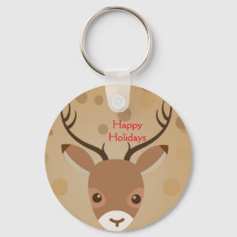 Chaveiro Ilustração de rena sobre fundo castanho Keych
