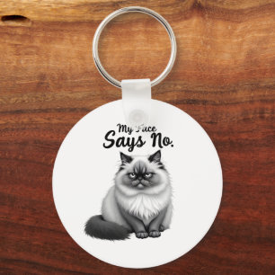 Chaveiro Ilustração de Rosto de Gato Engraçado – Arte de Ga