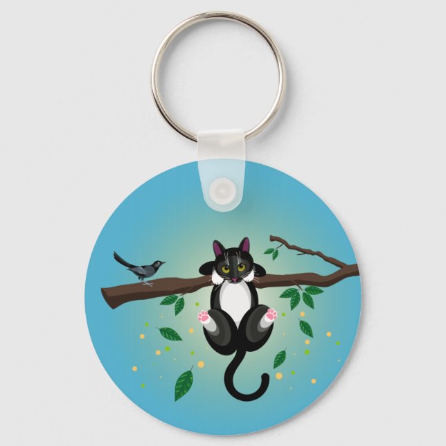 Chaveiro Ilustração de teclas preto e branco (Frente)