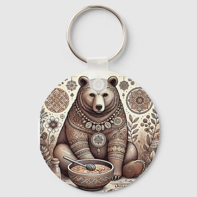 Chaveiro Ilustração de Urso Decorativo (Frente)