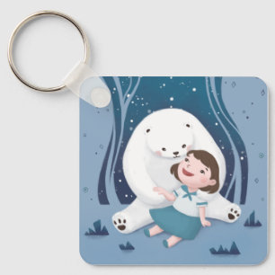 Chaveiro Ilustração de Urso Polar e Criança