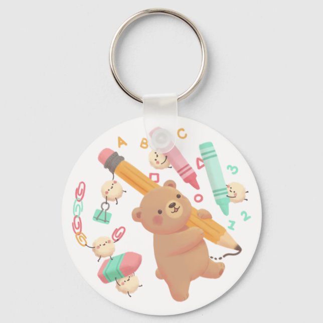 Chaveiro Ilustração de volta às aulas do Teddy (Frente)
