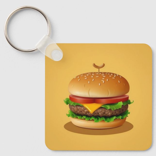 Chaveiro Ilustração de Yummy Cheeseburger (Frente)
