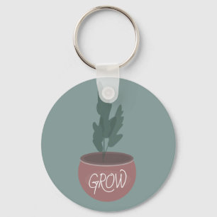 Chaveiro Ilustração Desenhada à Mão de Planta em Vaso