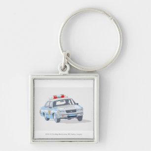 Chaveiro Ilustração do carro de polícia com dois políci