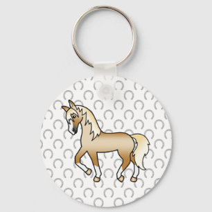 Chaveiro Ilustração do desenho animado de trote de cavalos 