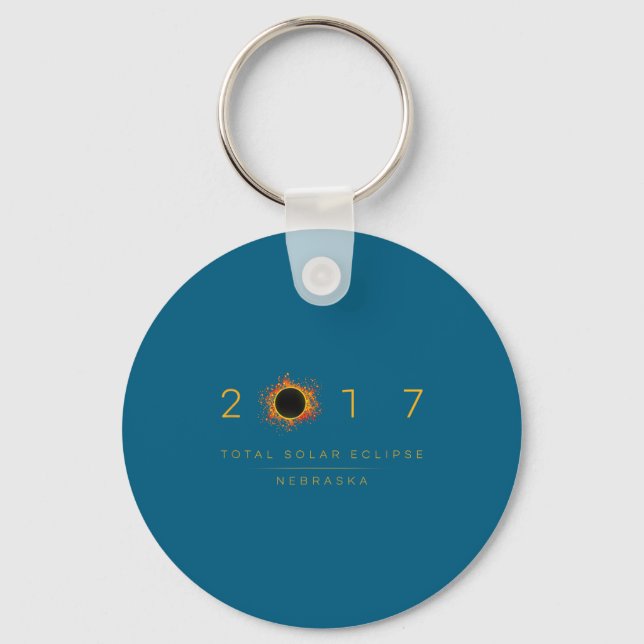 Chaveiro Ilustração do Eclipse Solar Total Nebraska 2017 (Frente)