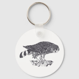 Chaveiro Ilustração do Hawk Sparrow no botão Keyring