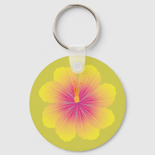 Chaveiro Ilustração do Hibisco Amarelo