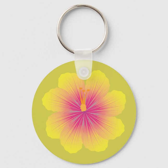 Chaveiro Ilustração do Hibisco Amarelo (Frente)