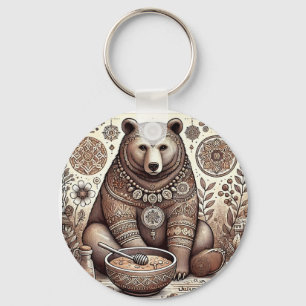 Chaveiro Ilustração do Urso Decorativo