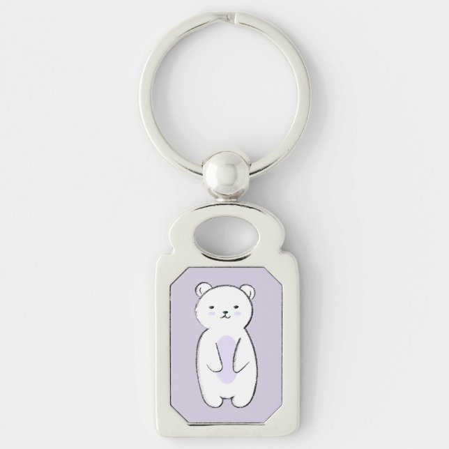 Chaveiro Ilustração do Urso Polar Bonito (Frente)