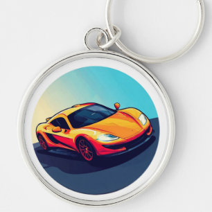 Chaveiro Ilustração Estilizada de Carro Esportivo