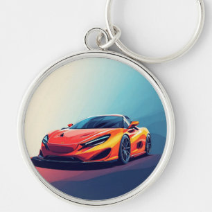 Chaveiro Ilustração Estilizada de Carro Esportivo