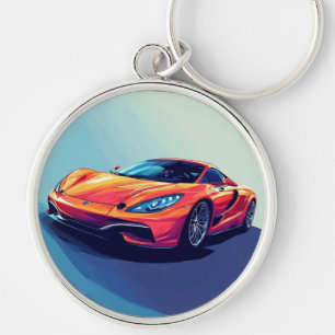 Chaveiro Ilustração Estilizada de Carro Esportivo