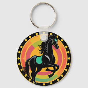 Chaveiro Ilustração Estilizada de Cavalo Negro