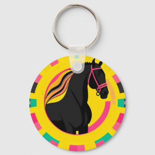Chaveiro Ilustração Estilizada de Cavalo Preto