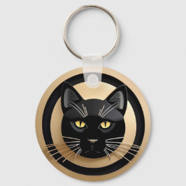Chaveiro Ilustração Estilizada de Gato Preto