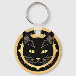 Chaveiro Ilustração Estilizada de Gato Preto