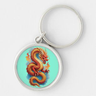 Chaveiro Ilustração Fiery do Dragão Vermelho Chinês