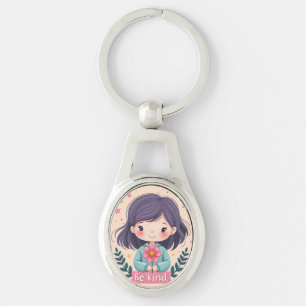 Chaveiro Ilustração Fofa Kawaii "Seja Gentil"