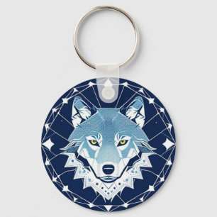 Chaveiro Ilustração Geométrica de um Lobo