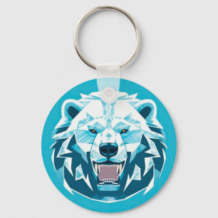 Chaveiro Ilustração Geométrica de Urso Polar Feroz