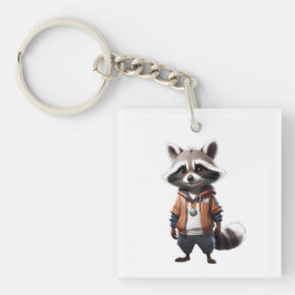 Chaveiro Ilustração legal e Adorável do Raccoon