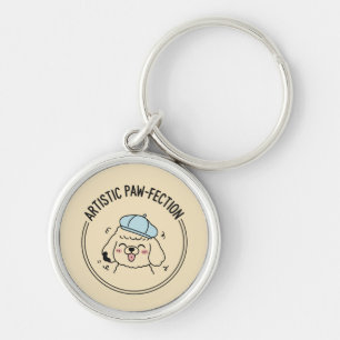 Chaveiro Ilustração Minimalista de Cachorrinho Poodle Fofin