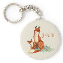 Ilustração Momma Fox e Baby Watercolor