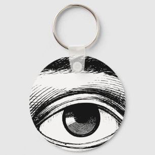 Chaveiro Ilustração preto e branco do olho do vintage do