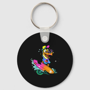 Chaveiro Ilustração retrô de tucano surf tropical praia pás