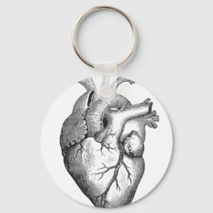 Chaveiro Ilustração Simples do Coração da Anatomia Branca P