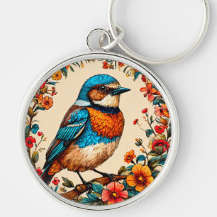 Chaveiro Ilustração vibrante e colorida de um pássaro