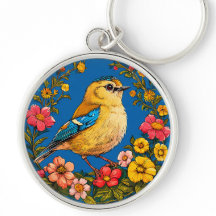 Ilustração vibrante e detalhada de uma ave