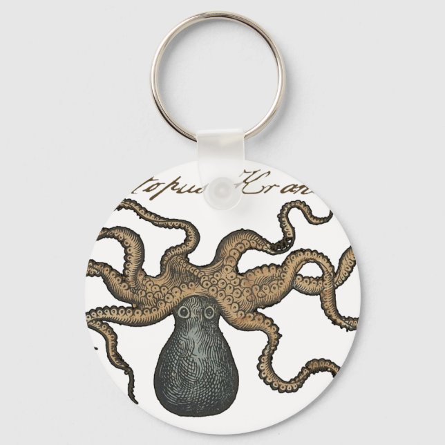 Chaveiro Ilustração Vintage do Kraken Polvo (Frente)