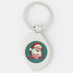 Chaveiro Ilustração Vintage do Papai Noel Natal Feliz