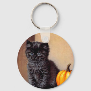 Chaveiro Ilustração Vintage Halloween Black Kitten