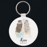 Chaveiro Ilustração você será minha dama de honra<br><div class="desc">Você será minha proposta de Bridesmaid tecendo um toque de teclado simples e clássico com noiva e dama de honra. Personalize o nome e a função de sua preferência.</div>