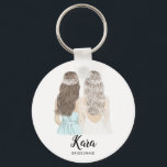 Chaveiro Ilustração você será minha dama de honra<br><div class="desc">Você será minha proposta de Bridesmaid tecendo um toque de teclado simples e clássico com noiva e dama de honra. Personalize o nome e a função de sua preferência.</div>