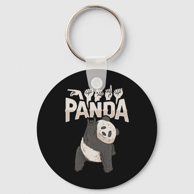 Chaveiro ILY Panda ASL Gesto de Mão surdo surdo perda de au (Frente)