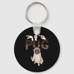 Chaveiro ILY Pug ASL Gesto manual surdo perda auditiva Awar