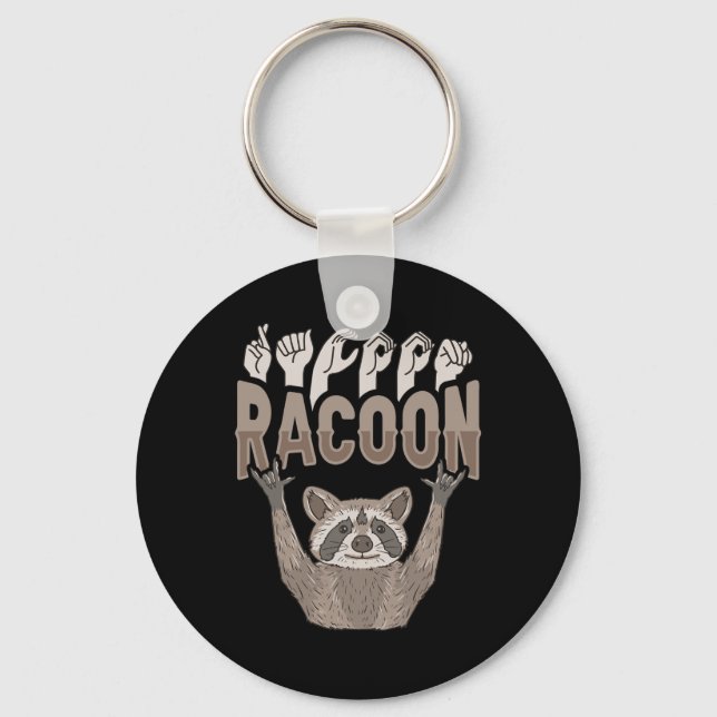 Chaveiro ILY Racoon ASL Gesto de Mão Surda Perda de Audiênc (Frente)