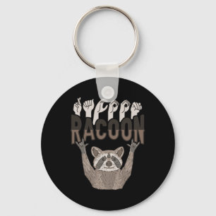Chaveiro ILY Racoon ASL Gesto de Mão Surda Perda de Audiênc