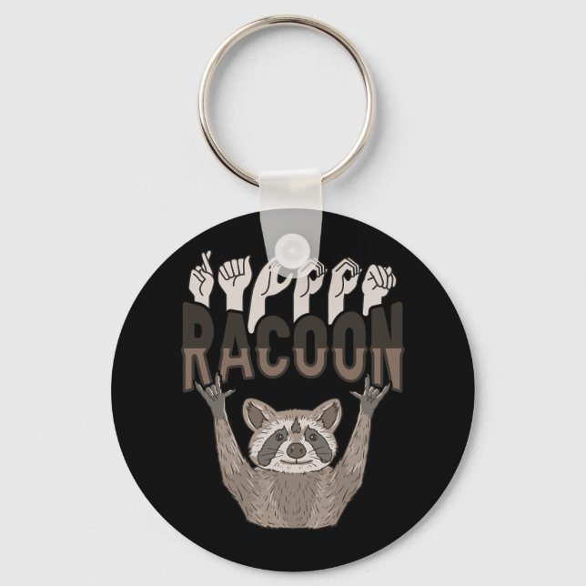 Chaveiro ILY Racoon ASL Gesto de Mão Surda Perda de Audiênc (Frente)