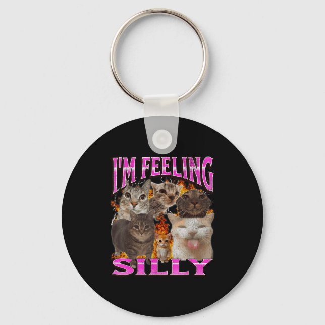 Chaveiro I'm Feeling Silly Funny Cat Meme Bootleg Graphic F (Frente)