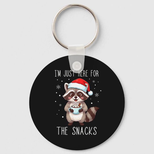 Chaveiro I'm Just Here For The Snacks Christmas Raccoon  (Frente)