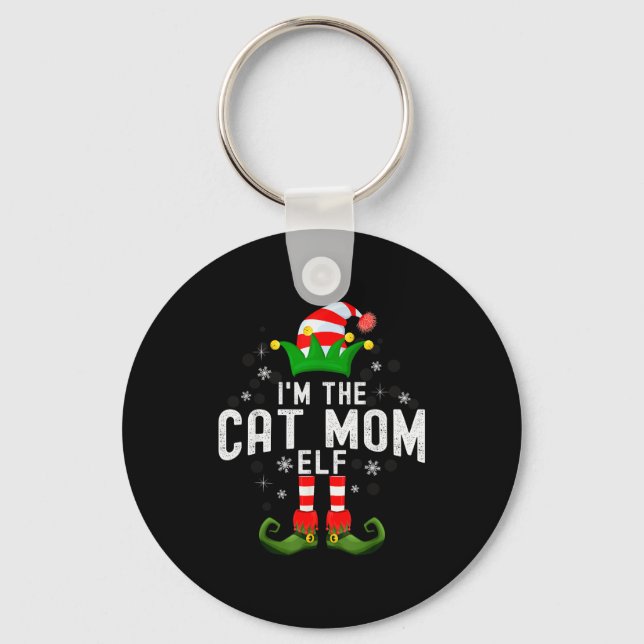 Chaveiro I'm The Cat Mom Elf Christmas Family Pjs Costume  (Frente)