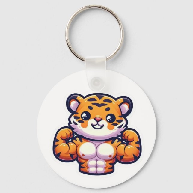 Chaveiro Ímã de Tatuagem de Tigre Forte – Design de Animal  (Frente)